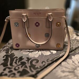 Kate Spade Beige Satchel with Floral Accents